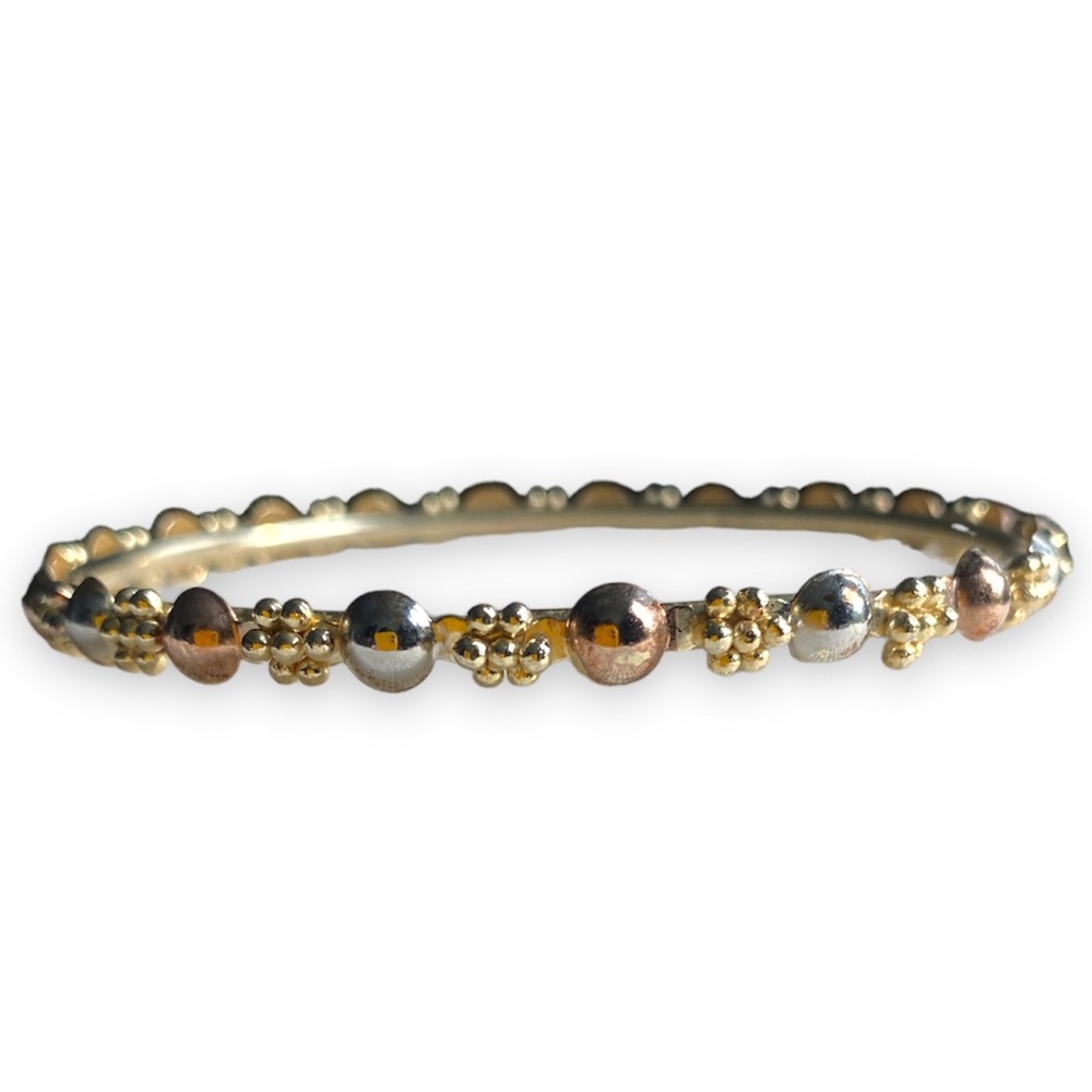Bracelet Polka Three Tones Textured Bangle Bracelet Polka Dots